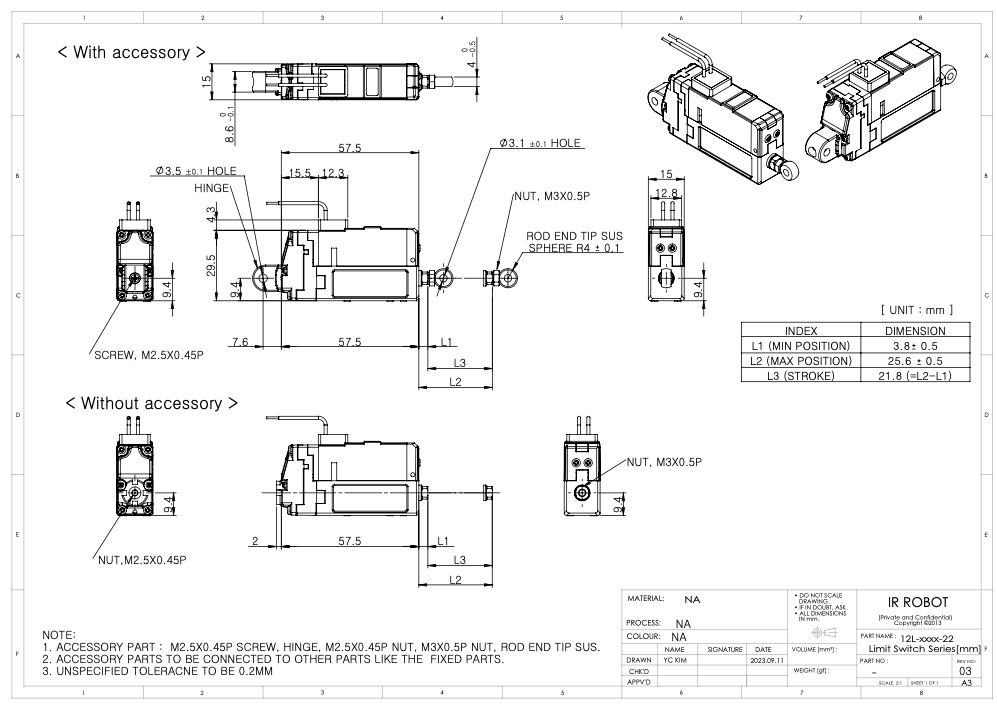 12L Mini Limit switch 2d drawing
